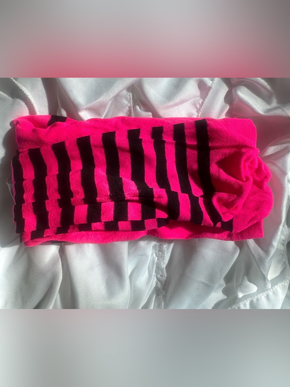 Leg Avenue Neon Pink And Black Striped Tights